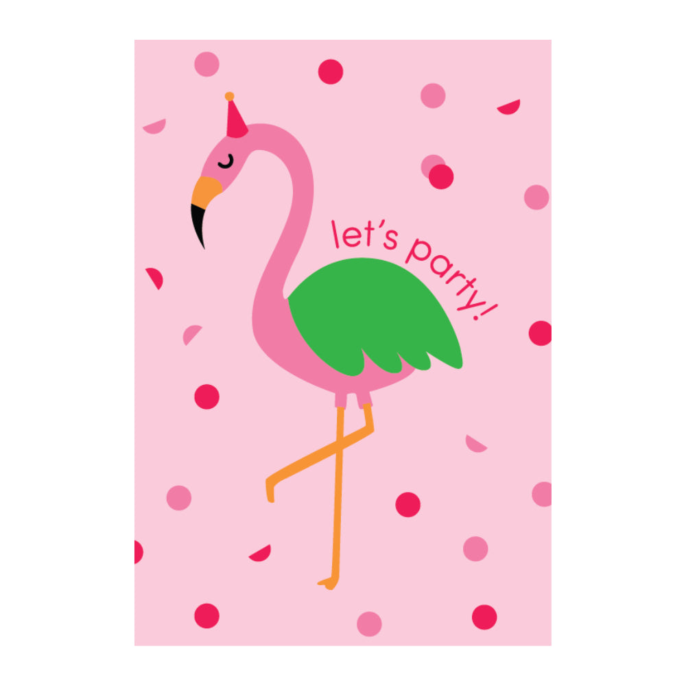 Premium Greeting Card SUMMER SPRINGS - PARTY FLAMINGO